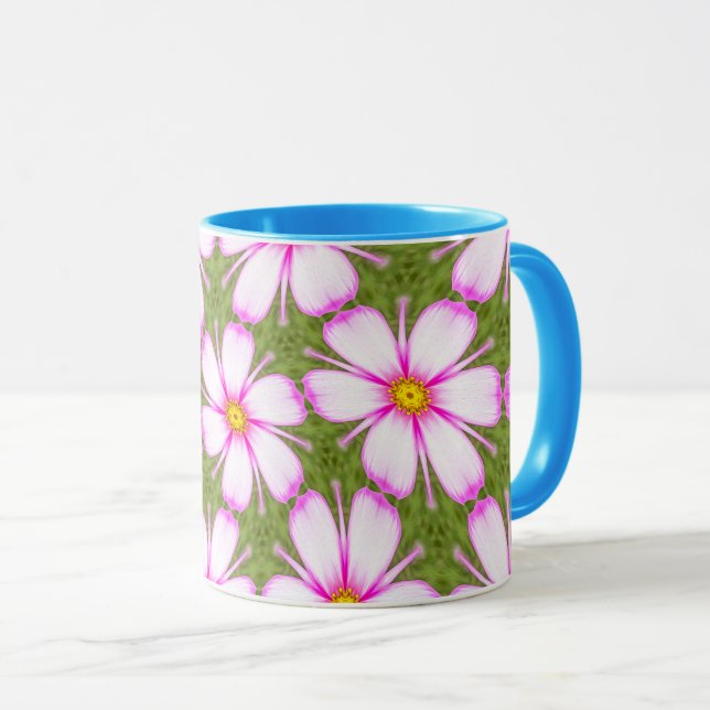 Caneca Padrão de Flores do Cosmos (Frente Esquerda)