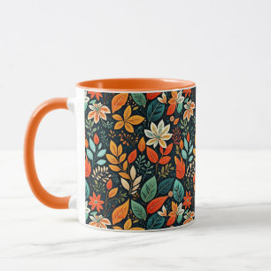 Caneca Padrão de Flores Exóticas Florais