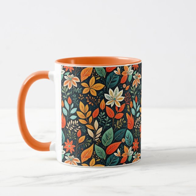 Caneca Padrão de Flores Exóticas Florais (Esquerda)