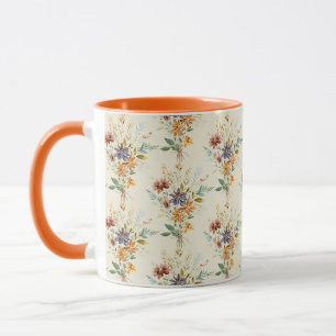 Caneca Padrão de flores silvestres de outono