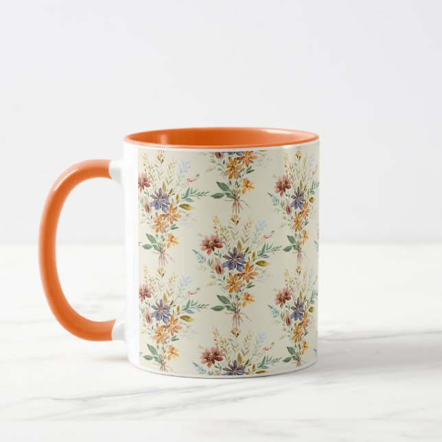 Caneca padrão de flores silvestres de outono (Esquerda)