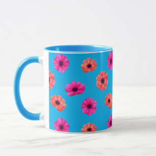 Caneca Padrão de Flores Tropicais 3D de Mola Colorida