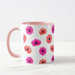 Caneca Padrão de Flores Tropicais 3D de Mola Colorida