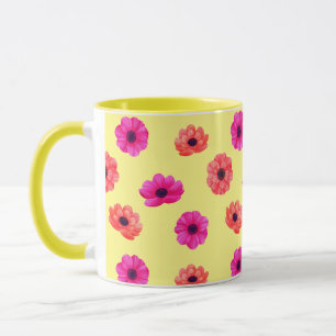 Caneca Padrão de Flores Tropicais 3D de Mola Colorida