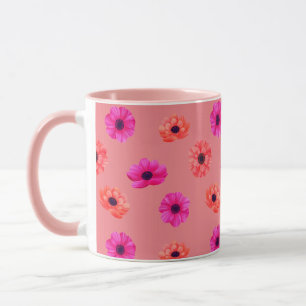 Caneca Padrão de Flores Tropicais 3D de Mola Colorida