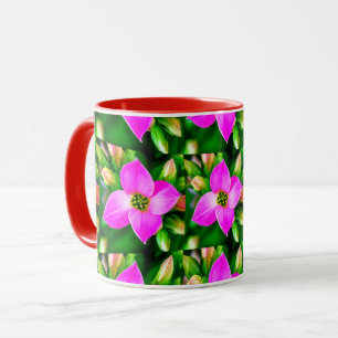 Caneca Padrão de Flores Tropicais Rosa