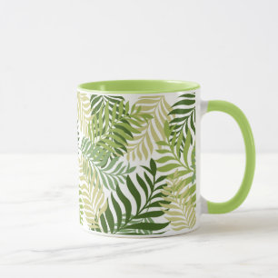Caneca Padrão de Folhas Botânicas em branco