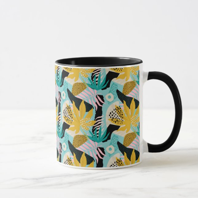 Caneca Padrão de Folhas da Floresta Tropical (Direita)