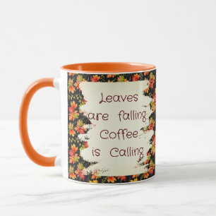 Caneca Padrão de folhas de bordo outono citação