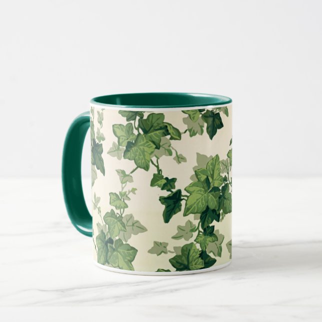 Caneca Padrão de Folhas de Hera Torcidas (Frente Esquerda)