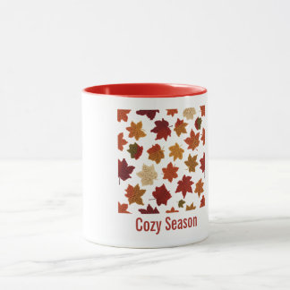 Caneca Padrão de Folhas de Outono de Crochê Aconchegante