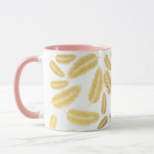 Caneca Padrão de Folhas de Palmeira em Ouro Falso