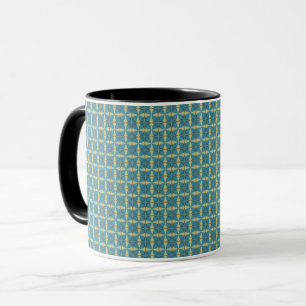 Caneca Padrão de folhas simples em azul