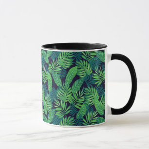 Caneca Padrão de Folhas Tropicais