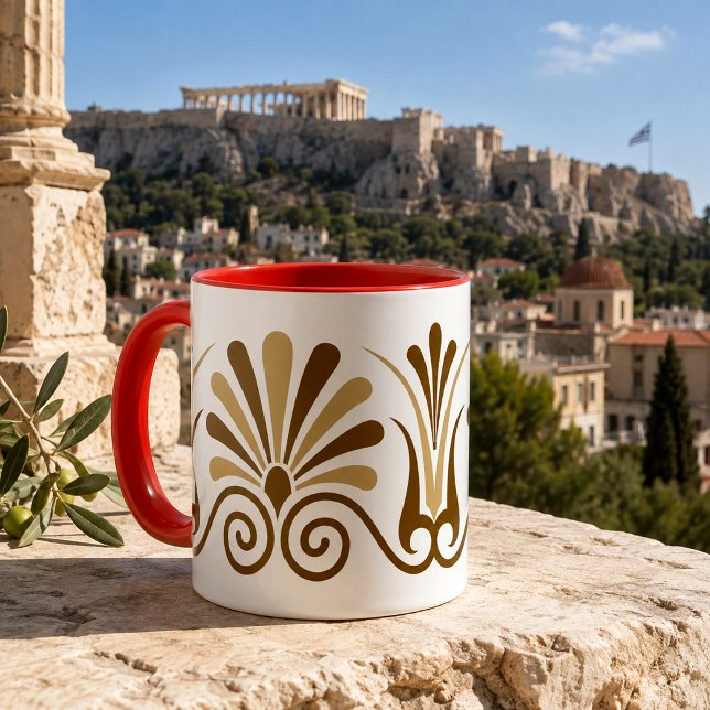 Caneca Padrão de Friso de Cores Personalizáveis da Atenas (Criador carregado)