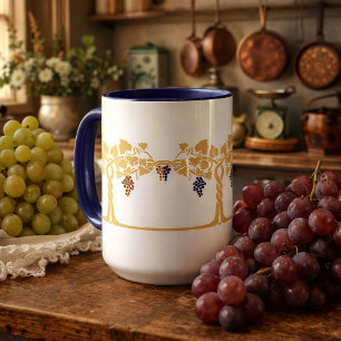 Caneca Padrão de friso de estêncil de parras Art Nouveau