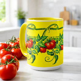 Caneca Padrão de Friso de Tomates de Jardim Art Nouveau R