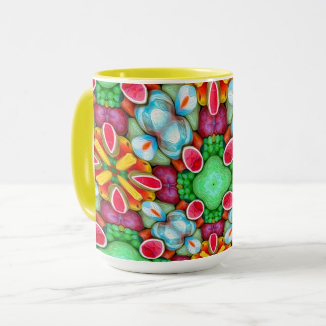Caneca Padrão de fruta colorido (Frente Esquerda)