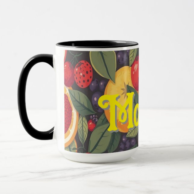 Caneca Padrão de Fruta colorido bonito - Design de Verão  (Esquerda)