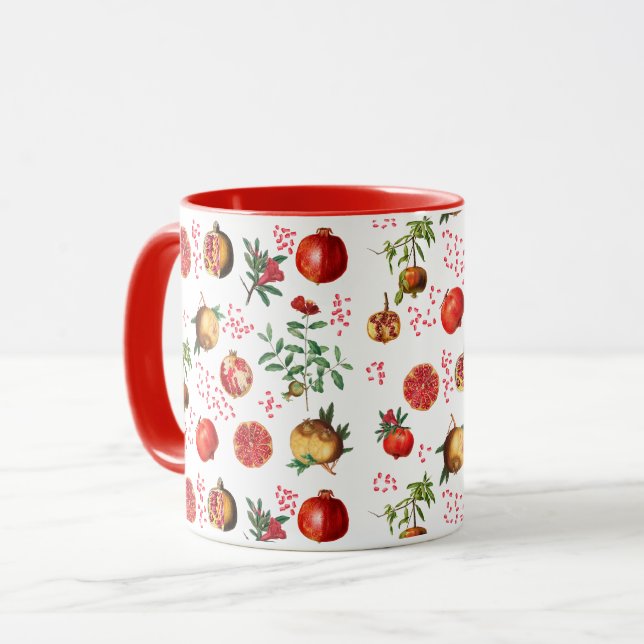 Caneca Padrão de Fruta do Mediterrâneo romântico (Frente Esquerda)