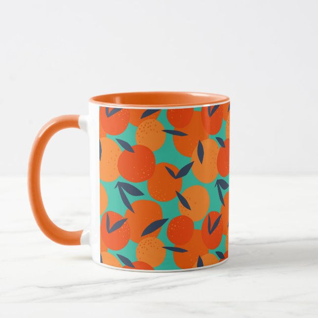 Caneca Padrão de Fruta laranja abstrato (Esquerda)