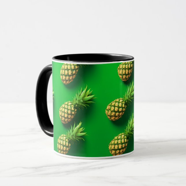 Caneca Padrão de Fruta tropical do abacaxi moderno Elegan (Frente Esquerda)