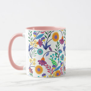 Caneca Padrão De Fundo Floral Exótico Colorido-23145