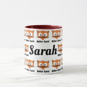 Caneca Padrão de Gato Bigode de Desenho Personalizado