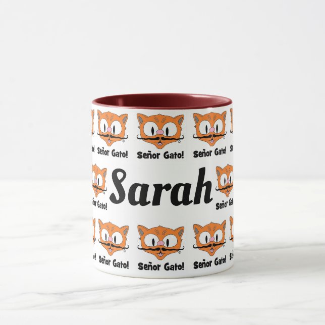 Caneca Padrão de Gato Bigode de Desenho Personalizado (Centro)