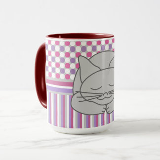 Caneca Padrão de Gato de Cinzas Dormindo