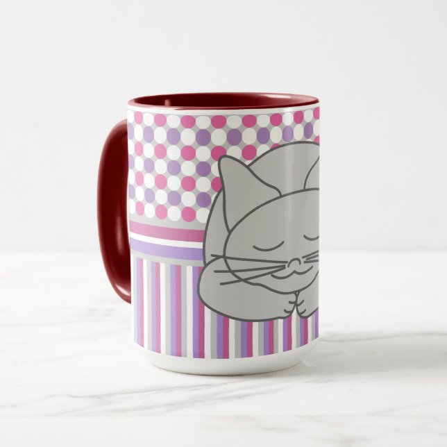 Caneca Padrão de Gato de Cinzas Dormindo (Frente Esquerda)