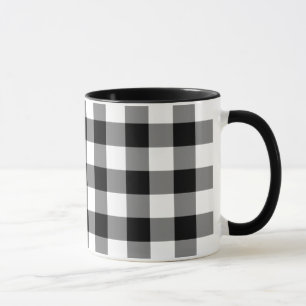 Caneca Padrão de Gingham Preto e Branco