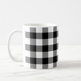 Caneca Padrão de Gingham Preto e Branco