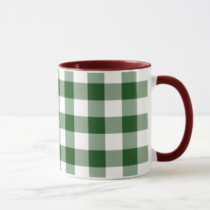Caneca Padrão de Gingham Verde e Branco