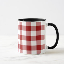 Caneca Padrão de Gingham Vermelho e Branco