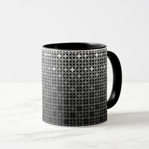Caneca Padrão de gradiente geométrico preto e branco