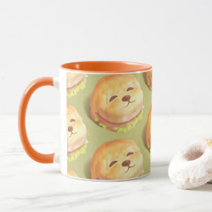 Caneca Padrão de Hambúrguer com Rosto de Cachorro Adoráve