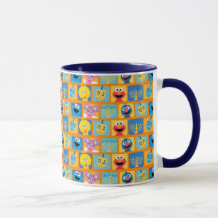 Caneca Padrão de Hanukkah da Rua Sésame
