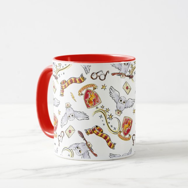 Caneca Padrão de Hedwig em Aquarela GRYFFINDOR™ (Frente Esquerda)
