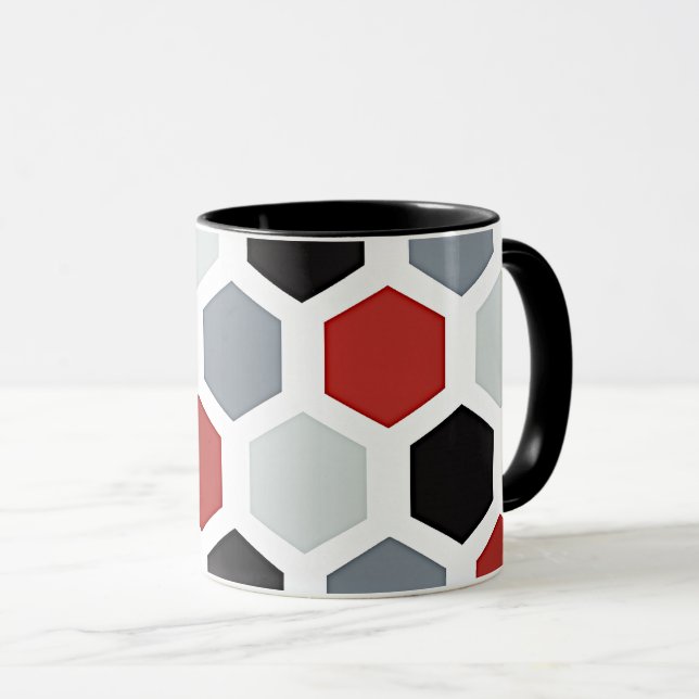 Caneca Padrão de Hexágono de Arte Moderna (Frente Esquerda)