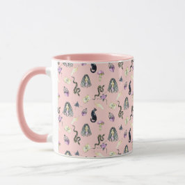 Caneca Padrão de História Gótica Pastel rosa