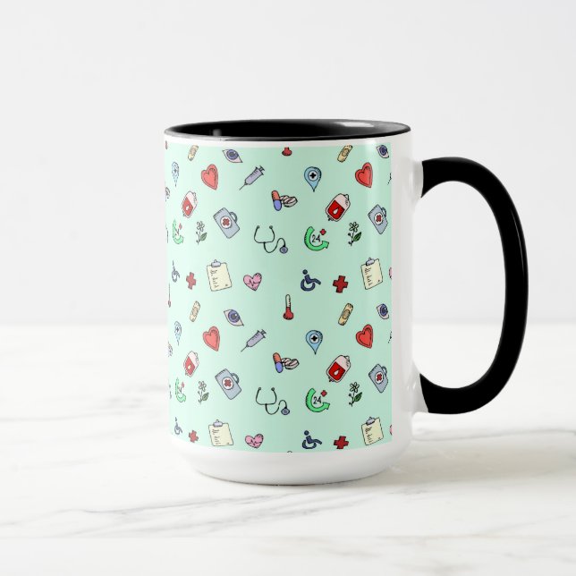 Caneca Padrão de Ícone Médico Bonito (Direita)