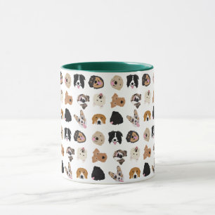 Caneca Padrão de Ilustração da Face de Cachorro Bonito
