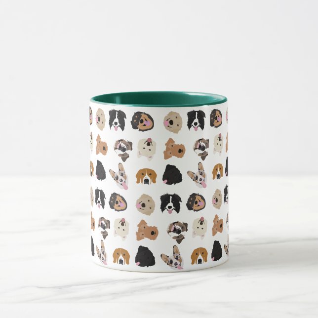 Caneca Padrão de Ilustração da Face de Cachorro Bonito (Centro)