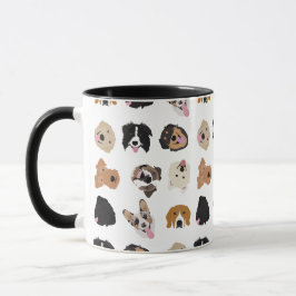 Caneca Padrão de Ilustração da Face de Cachorro Bonito