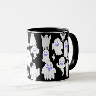 Caneca Padrão de Ilustração Fantasma Cuta Spooky - Hallow