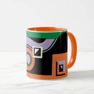 Caneca Padrão de Ilustração Jazz Pochoir Art Déco Vintage