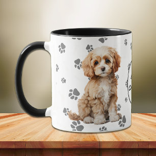 Caneca Padrão de Impressão de Pata de Cachorro Cavapoo qu