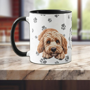 Caneca Padrão de Impressão de Pata de Cachorro Cockapoo q