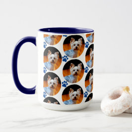 Caneca Padrão de Impressão de Pet Blue Paw Moderno 